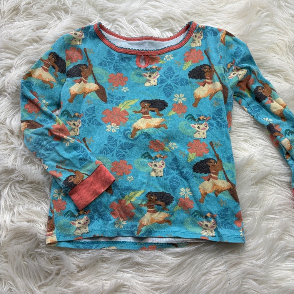 Moana Blue and Coral Long Sleeve pj top